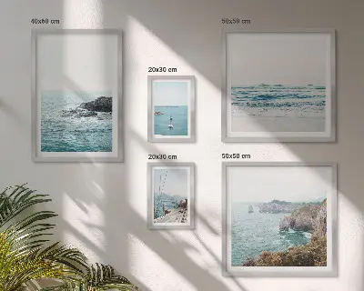 Lot de tableaux encadrés vues paisibles sur la mer, les plages et les falaises