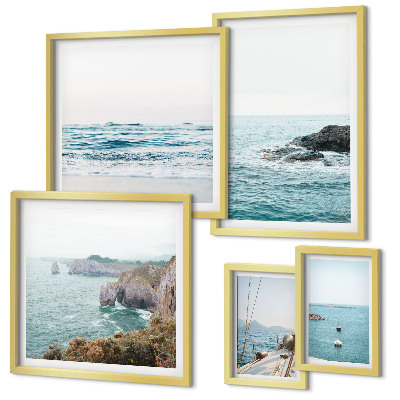 Lot de tableaux encadrés Vues paisibles sur la mer, plages, falaises