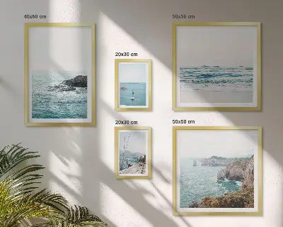Lot de tableaux encadrés vues paisibles sur la mer, les plages et les falaises