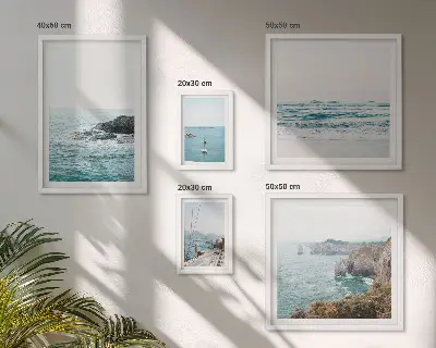 Lot de tableaux encadrés vues paisibles sur la mer, les plages et les falaises
