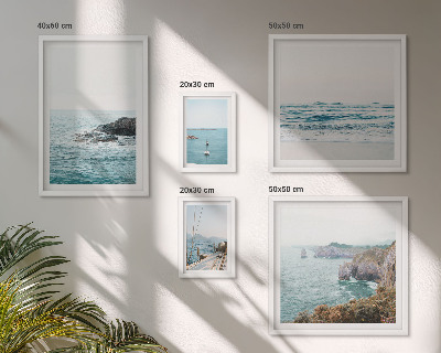 Lot de tableaux encadrés Vues paisibles sur la mer, plages, falaises