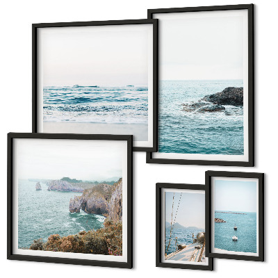 Lot de tableaux encadrés Vues paisibles sur la mer, plages, falaises