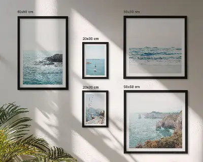 Lot de tableaux encadrés vues paisibles sur la mer, les plages et les falaises
