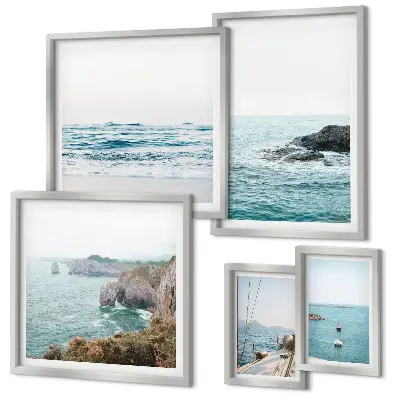 Lot de tableaux encadrés vues paisibles sur la mer, les plages et les falaises