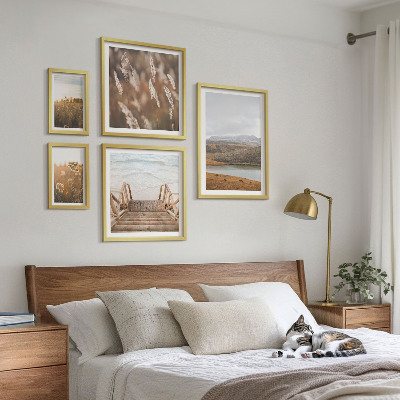 Ensemble de 5 tableaux Paysages naturels du champ lacustre