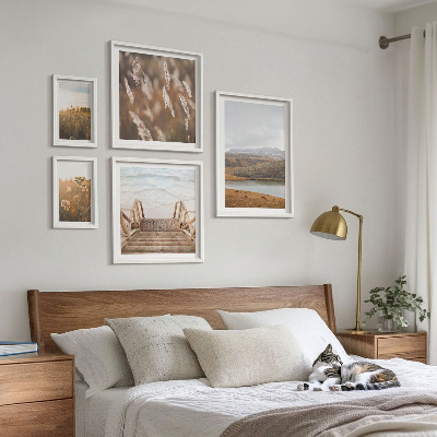 Ensemble de 5 tableaux Paysages naturels du champ lacustre