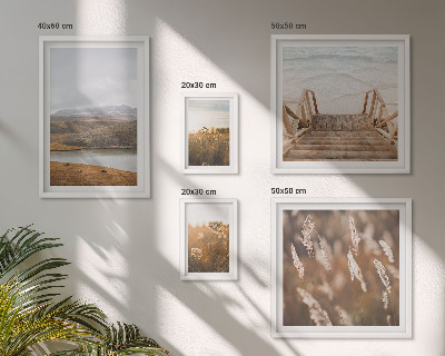 Ensemble de 5 tableaux Paysages naturels du champ lacustre