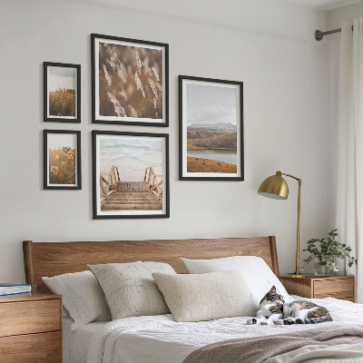 Ensemble de 5 tableaux Paysages naturels du champ lacustre