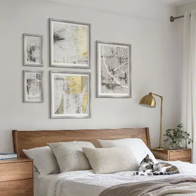 Tableau de décoration murale motifs abstraits aux tons neutres