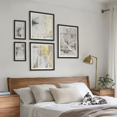 Tableau de décoration murale motifs abstraits aux tons neutres