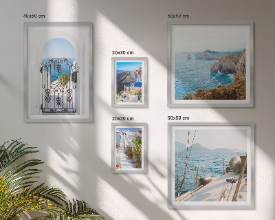 Lot de tableaux encadrés Paysages de Grèce, architecture maritime