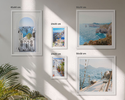 Lot de tableaux encadrés Paysages de Grèce, architecture maritime