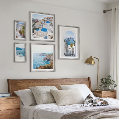 Ensemble de 5 tableaux Maisons bleues de Santorin