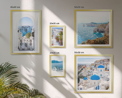 Ensemble de 5 tableaux Maisons bleues de Santorin