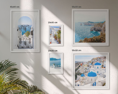 Ensemble de 5 tableaux Maisons bleues de Santorin