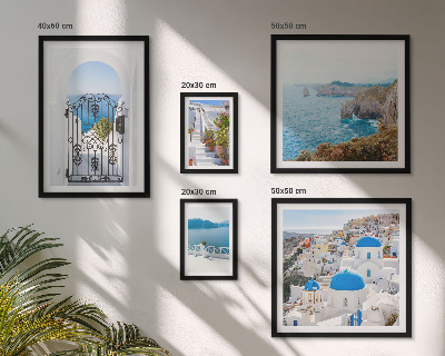 Ensemble de 5 tableaux Maisons bleues de Santorin
