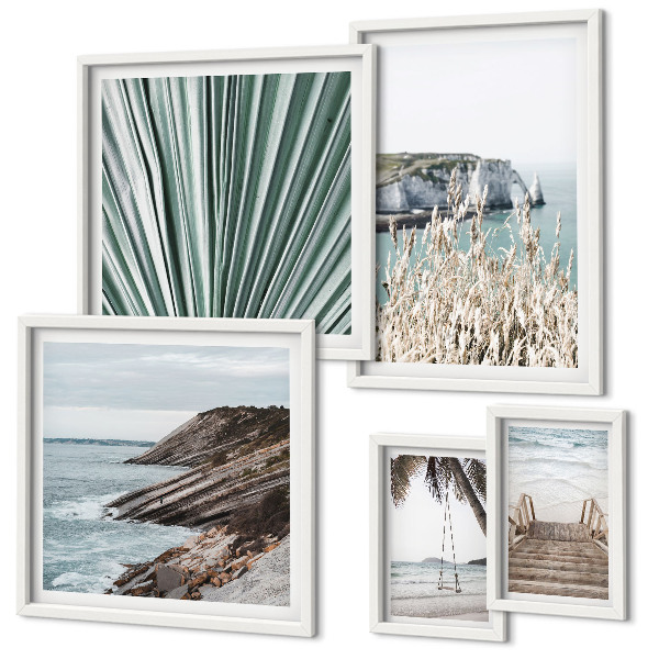Lot de tableaux encadrés Plages tropicales en bord de mer