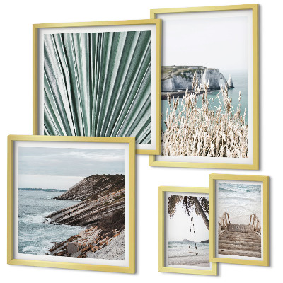 Lot de tableaux encadrés Plages tropicales en bord de mer