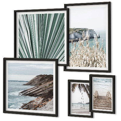 Lot de tableaux encadrés Plages tropicales en bord de mer