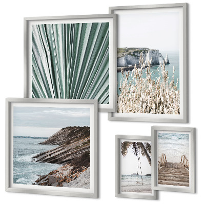 Lot de tableaux encadrés Plages tropicales en bord de mer