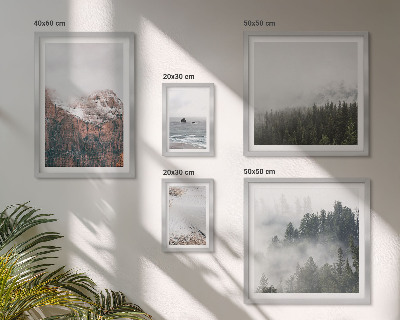 Ensemble de 5 tableaux Paysages montagnes forêts nuages