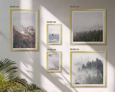 Ensemble de 5 tableaux Paysages montagnes forêts nuages