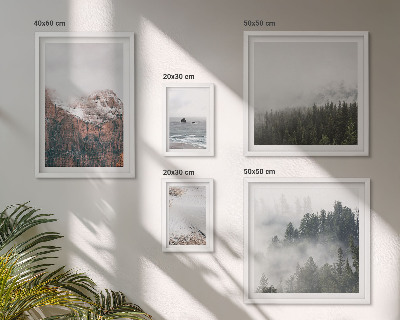 Ensemble de 5 tableaux Paysages montagnes forêts nuages