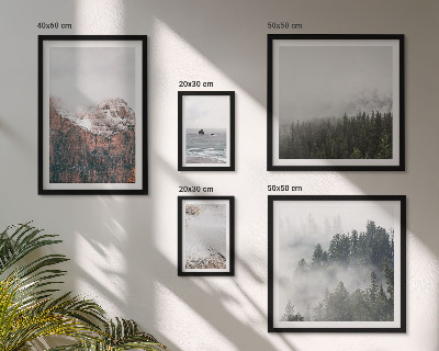 Ensemble de 5 tableaux Paysages montagnes forêts nuages