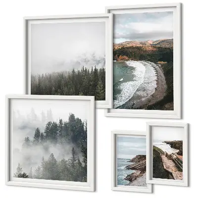 Tableau de décoration murale représentant des paysages côtiers et des forêts de montagne