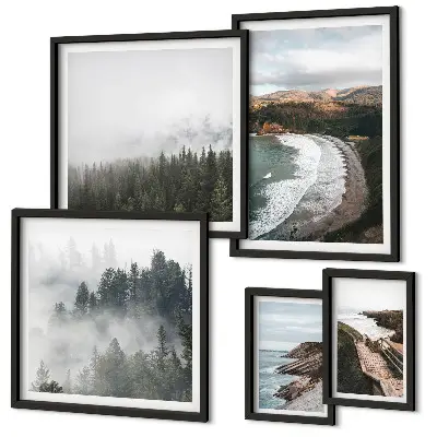 Tableau de décoration murale représentant des paysages côtiers et des forêts de montagne
