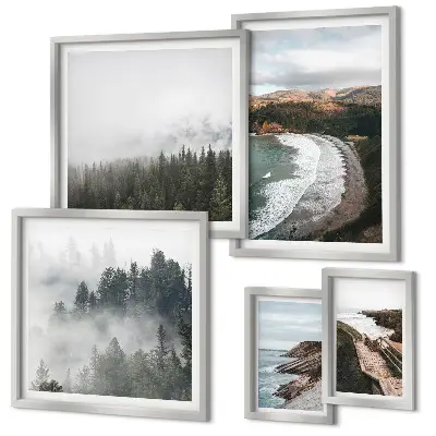 Tableau de décoration murale représentant des paysages côtiers et des forêts de montagne