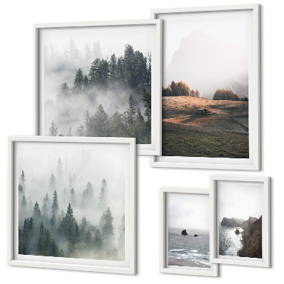 Lot de tableaux encadrés Vues naturelles sur la montagne et la mer