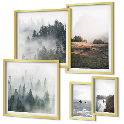 Lot de tableaux encadrés Vues naturelles sur la montagne et la mer