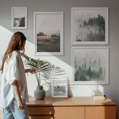 Lot de tableaux encadrés Vues naturelles sur la montagne et la mer