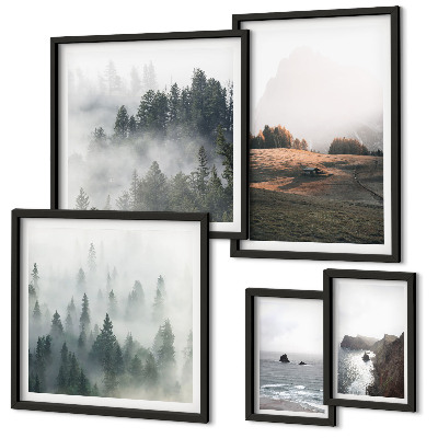 Lot de tableaux encadrés Vues naturelles sur la montagne et la mer