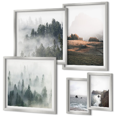 Lot de tableaux encadrés Vues naturelles sur la montagne et la mer