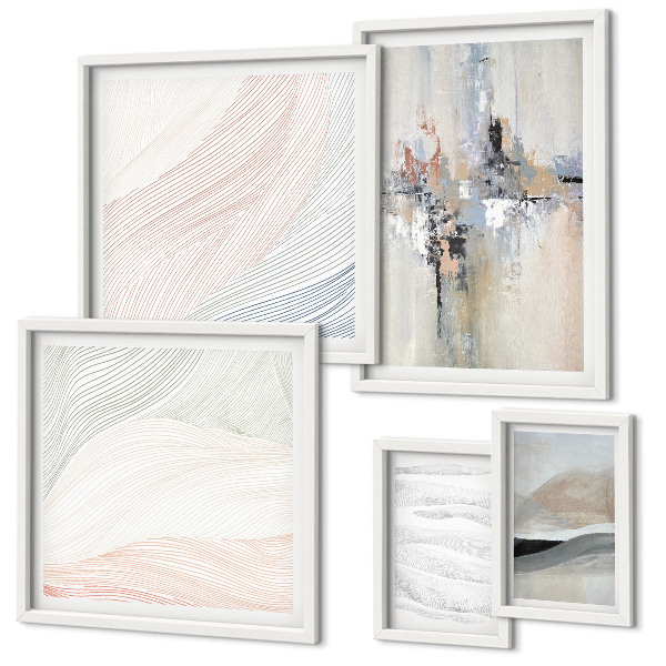 Ensemble de 5 tableaux Nuances des compositions abstraites