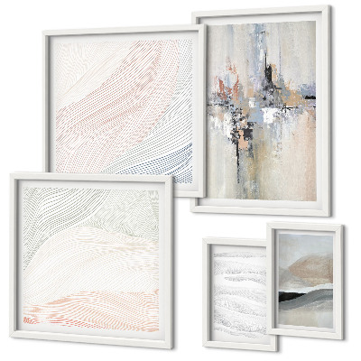 Ensemble de 5 tableaux Nuances des compositions abstraites