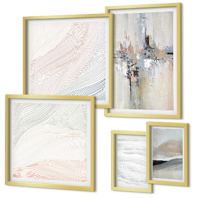 Ensemble de 5 tableaux Nuances des compositions abstraites