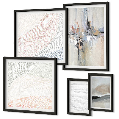 Ensemble de 5 tableaux Nuances des compositions abstraites