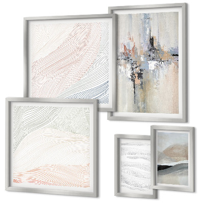 Ensemble de 5 tableaux Nuances des compositions abstraites