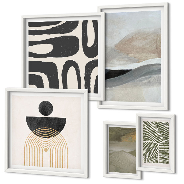 Lot de tableaux encadrés Motifs abstraits en couleur
