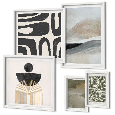 Lot de tableaux encadrés Motifs abstraits en couleur