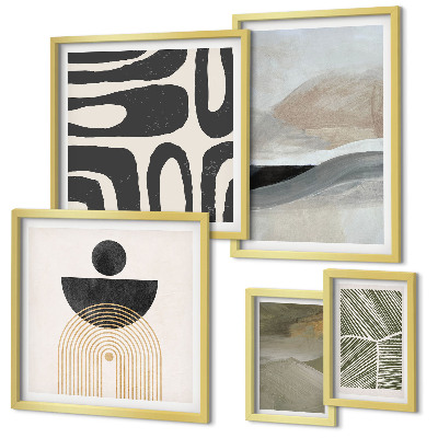 Lot de tableaux encadrés Motifs abstraits en couleur