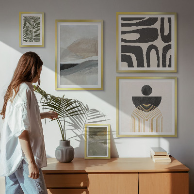 Lot de tableaux encadrés Motifs abstraits en couleur