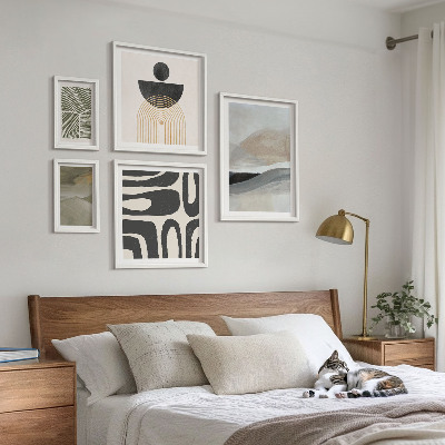 Lot de tableaux encadrés Motifs abstraits en couleur