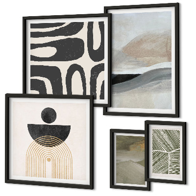 Lot de tableaux encadrés Motifs abstraits en couleur