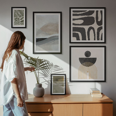 Lot de tableaux encadrés Motifs abstraits en couleur