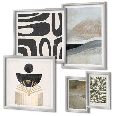 Lot de tableaux encadrés Motifs abstraits en couleur