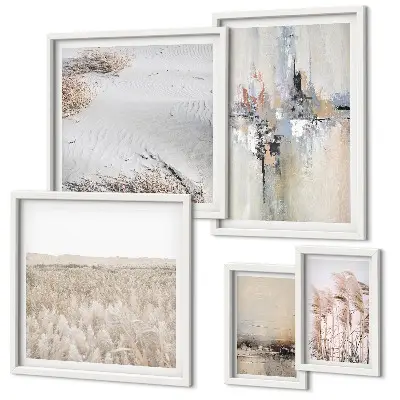 Ensemble de 5 tableaux décorations élégantes au style nature et minimaliste